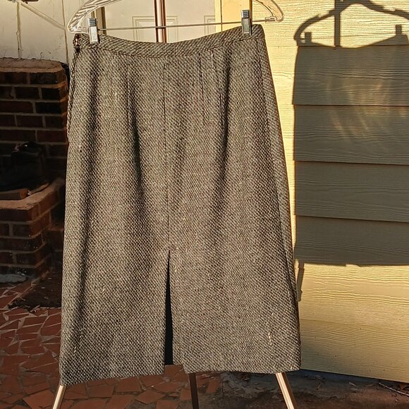 Vintage 1950s Black & White Wool Tweed Skirt Suit with Black Fox Fur Collar EUC - Picture 14 of 16